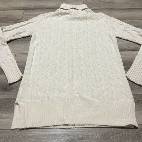 RALPH LAUREN Polo Sz XS Creme Wool Cashmere Cable Knit Turtleneck Tunic Sweater - Picture 3 of 6